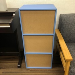 【撮影サンプル品】3段カラーボックス　青　薄ブルーの画像