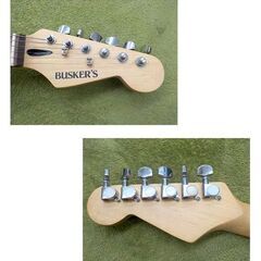 BUSKER'S 島村楽器 エレキギター ストラトタイプ ブラック×アイボリー ソフトケース付き バスカーズ 西岡店の画像