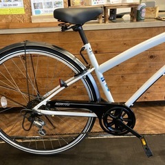 【チェーン新品！ LEDオートライト】6段変速　27インチ自転車　ホワイトの画像