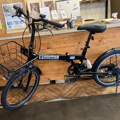 【前後タイヤ・チューブ新品！】サスペンション・ライト付き　6段変速　20インチ折りたたみ自転車　ブラックの画像