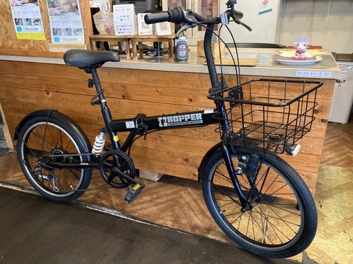 【前後タイヤ・チューブ新品！】サスペンション・ライト付き　6段変速　20インチ折りたたみ自転車　ブラック