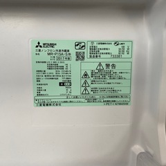 三菱電機　2ドア冷蔵庫　MRｰP15AｰS 2017年製　146Lの画像