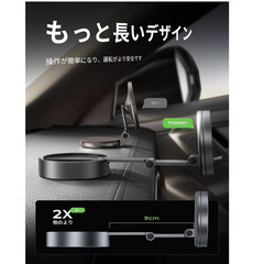 🚗【新品未使用】THREEKEY 車載 ワイヤレス充電器 MagSafe対応 スマホホルダー Qi2認証 15W急速充電 360°回転 マグネット式 N52磁石 iPhone/Galaxy対応 (TZH101)の画像