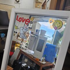 リサイクルショップどりーむ鹿大前店　No.2713　処分特価‼　姿見　全身鏡　ホワイト　※シール・裏面汚れ等あり(´;ω;｀)の画像