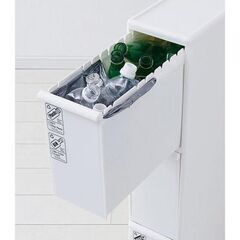 中古：フタ付きゴミ箱 分別引出しステーションワイド3段 幅255mm ホワイト 約60L 日本製 の画像