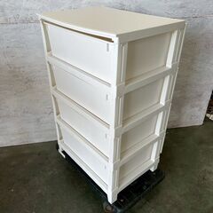 【ジモティ限定特価】樹脂製 4段衣装ケース ホワイト 衣類収納 収納家具 Y2232の画像