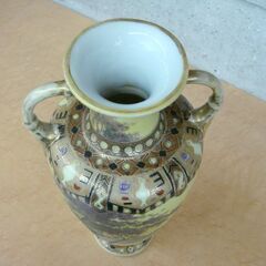 ☆★希少★レア★☆ noritake オールドノリタケ 湖水風景 両耳 花瓶 バックスタンプ マルキ印 1908年頃～ 英国輸出向け グリーン 寸法(約)W14.5×D12×H31cm　　72の画像