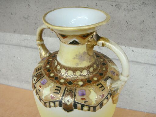 ☆★希少★レア★☆ noritake オールドノリタケ 湖水風景 両耳 花瓶 バックスタンプ マルキ印 1908年頃～ 英国輸出向け 