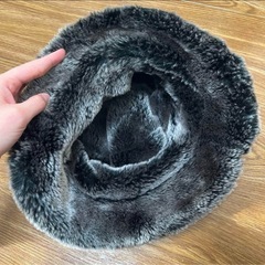冬用帽子　ファーハット　もこもこ　黒の画像