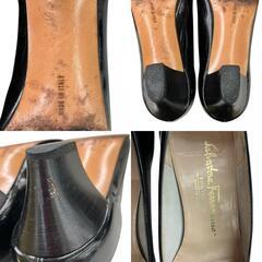 186005 現状品 Salvatore Ferragamo サルヴァトーレフェラガモ ヴァラレザーパンプス　６サイズ 23 ブラック [1000023933728]の画像