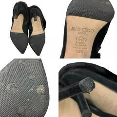 186005 現状品 JIMMY CHOO ジミーチュウ ファー付きブーツ　ブーティ 23.5 ブラック [1000025395128]の画像