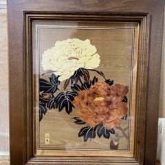 繊細な木目込み絵画「花モチーフ」の画像
