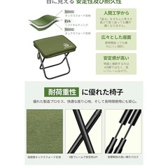 お譲り先決まりました。2025Newモデル】折りたたみ椅子 アウトドアチェア コンパクト 超軽量 アルミ合金 ショルダー付き 持ち運び便利 収納袋一体型 携帯チェア キャンプ 椅子 日本語説明書付き ハイキング 釣り（グリーン）の画像