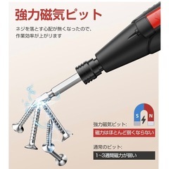 電動ドライバー 小型 充電式ドライバー LEDライト 手動兼用 正逆転切り替え Type-C 合金製 ビット 14本付の画像