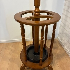 【美品】木製コートハンガー 傘立て付き 高さ182cm の画像