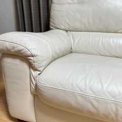 本革ソファーホワイト白3人掛け2人掛け美品の画像