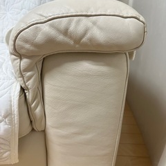 本革ソファーホワイト白3人掛け2人掛け美品の画像