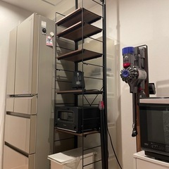 幅40cmセット 突っ張り壁面収納Nポルダ上段追加ユニットセット (ミドルブラウン)の画像