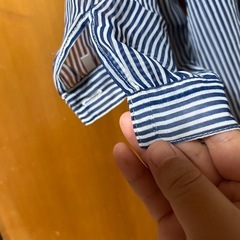 【古着】【難あり】ストライプデザイン五分袖シャツの画像