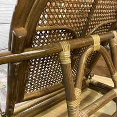 未使用　ラタン 籐 座椅子 折りたたみ 昭和レトロ 展示の画像
