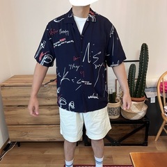 Union Station ネイビー グラフィック半袖シャツ Mの画像