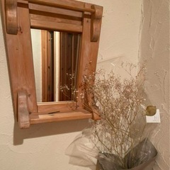 パイン無垢材枠　ミラーの画像