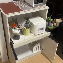 食器棚 レンジ台 キッチンラック コンセント付き 引き出し付きの画像