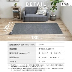 TEKNOS HC-IR150 電気ホットカーペット 1.5畳125×180cmの画像