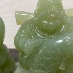 翡翠 玉 緑石 恵比寿 大黒天 2体 台座付 中国 七福神 の画像