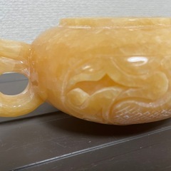 中国美術 天然 大理石 翡翠 玉石 彫刻 急須 茶道　茶器 茶具 4点セット アンティーク コレクションの画像