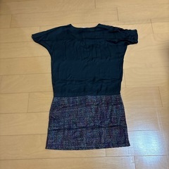 ワンピースチュニックブラックミニ丈の画像