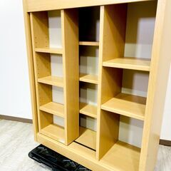 【美品】ユーアイ/スライド式/本棚/書棚/ブックシェルフ/書庫/オープンラック/モダン/ナチュラルブラウン/シンプル/キャビネット/E0EW0126の画像