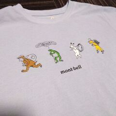 Lサイズ　mont-bell　モンベル　鳥獣戯画　半袖Tシャツ　水色の画像