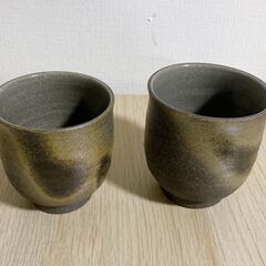 M438 丹波焼 夫婦湯呑 丹京釜 清水 昌義作 箱付 未使用品の画像