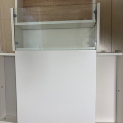 【引越し処分】ローテーブル（ホワイト・引き出し＆ガラス天板付き）の画像