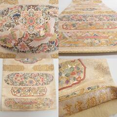 袋帯 正絹 金糸 花鳥文様 金色ｘ多色 六通柄 フォーマル 礼装 長さ448cm【中古】 【キモノオフ野々市若松店】の画像
