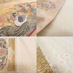 袋帯 正絹 金糸 花鳥文様 金色ｘ多色 六通柄 フォーマル 礼装 長さ448cm【中古】 【キモノオフ野々市若松店】の画像