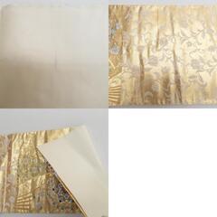 袋帯 正絹 金糸 唐草花に華紋文様 金色ｘ緑色ｘ紫色 六通柄 フォーマル 礼装 長さ440cm【中古】 【キモノオフ野々市若松店】の画像