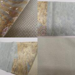 袋帯 正絹 金糸 華紋に鳥文様 緑色ｘ金色ｘ紫色 六通柄 フォーマル 礼装 長さ430cm【中古】 【キモノオフ野々市若松店】の画像