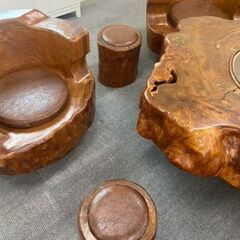 【屋久杉 テーブル＆チェアセット】の画像