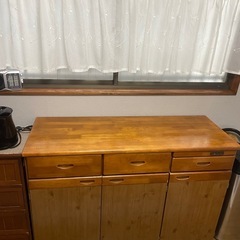 木製　キッチンカウンター　ナチュラル　キッチン収納棚の画像