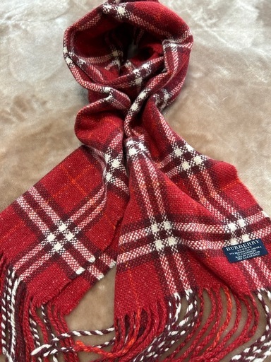 バーバリー赤ノバチェックマフラーストールショールスカーフアンゴラカシミヤカシミアレッドレディース女性用婦人メンズ男Burberry