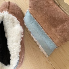 Lサイズ【ムートンブーツ ムートンシューズ】スウェード 本革 ルームシューズ の画像