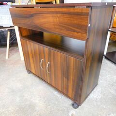 【JM761】キッチンワゴン カウンターテーブル 幅75 キャスター付き キッチンカウンター バタフライテーブル 収納付きの画像