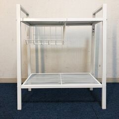 IKEA シェルフユニット LERBERG クリップオンバスケット付きオープンシェルフ　クラシックデザイン レールベリ イケア収納棚ホワイトの画像
