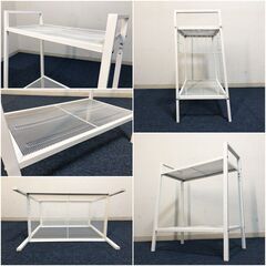 IKEA シェルフユニット LERBERG クリップオンバスケット付きオープンシェルフ　クラシックデザイン レールベリ イケア収納棚ホワイトの画像