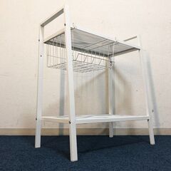 IKEA シェルフユニット LERBERG クリップオンバスケット付きオープンシェルフ　クラシックデザイン レールベリ イケア収納棚ホワイトの画像