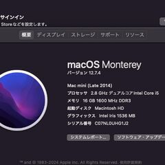 Mac mini（Late 2014）512GB/16GB〈MGEQ2J/A〉⑤の画像