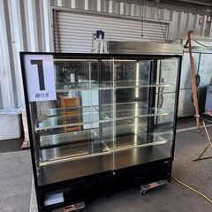 【中古美品】ガラスショーケース/W1500/タテヤマアドバンス製/LED・キャスター付/珈琲専門店で使用の画像