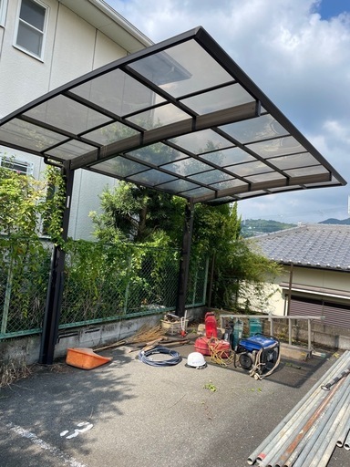 カーポート 片屋根 アルミ 屋根 バラして保管してます。 ネジ少し足り